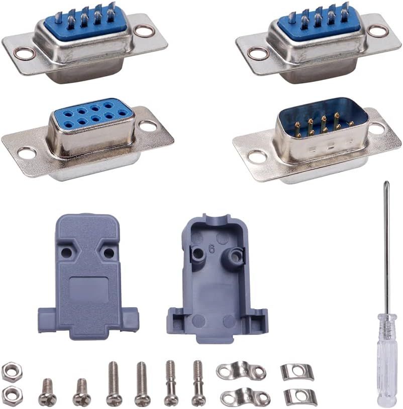 5 Ensembles DB9 Solder Connecteur, avec Coque en Plastique, DB9 S¿¿rie RS232 Parall¿¿le 9-Broches Adaptateur Femelle/Male ¿¿ Souder, pour Assemblage de Cables