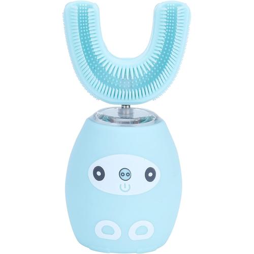 Brosse ¿¿ dents ¿¿lectrique ultrasonique, automatique IPX7 rechargeable USB 360 ¡ã en forme de U pour enfants blanchissante de nettoyage r¿¿glable portable(Bleu 8-15 ans)