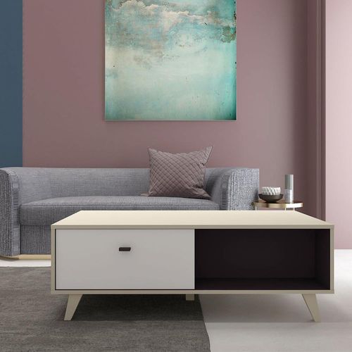 Skadi - Table Basse En Bois Naturel Avec Tiroir