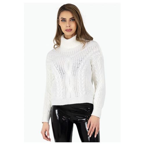 Pull Col Roulé En Grosse Maillefemme Gris S