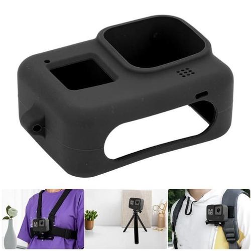 Housse de valise Housse de protection en silicone pour caméra d'action avec accessoire de longe pour GoPro Hero8(noir )-LAT