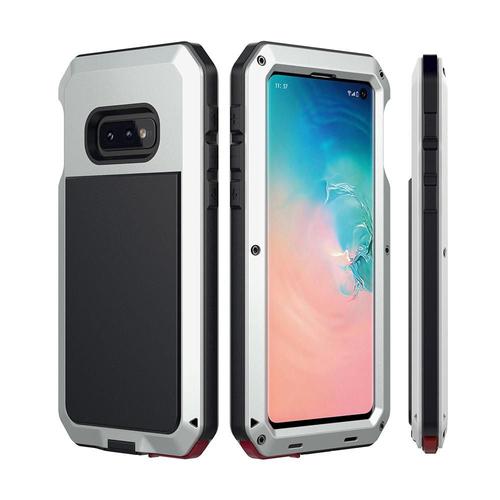 Métal Robuste Étui Pour Samsung Galaxy S10e Housse De Protection Intégrale 360 Résistant Aux Chocs Sports De Plein Air Preuve De Poussière Boîtier En Métal D'alliage D'aluminium - Argent