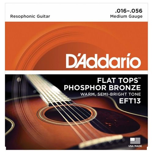 D'addario Eft13 Flat Top Medium 16-56 - Jeu De Cordes Guitare Resophonic