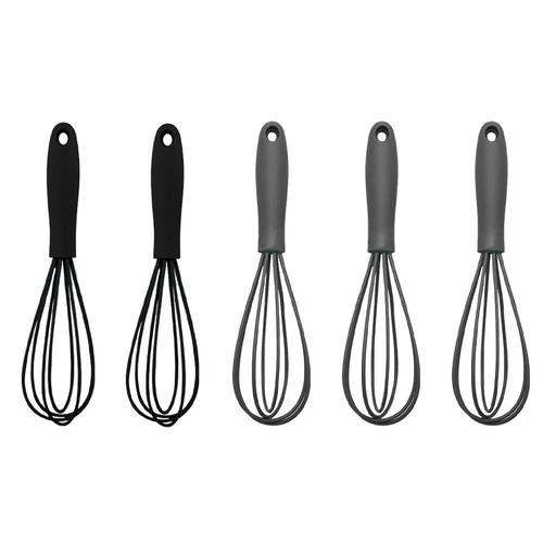 Lucky_Mall Fouet En Silicone, Outil De Cuisine Resistant A La Chaleur, 2 Noirs + 3 Gris Lucky_Mall