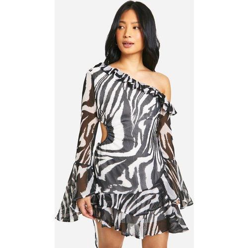 Petite Zebra Crinkle Chiffon Mini Dress - Zèbre - 10