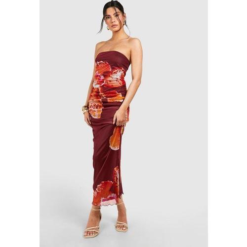 Tropical Mesh Bandeau Maxi Dress - Multicolore - 16