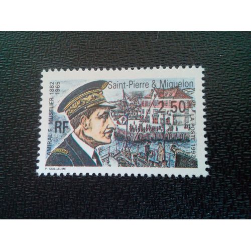 Timbre Saint Pierre Et Miquelon Yt 558 Amiral Muselier (1882-1965) 1992 ( 0101104 )