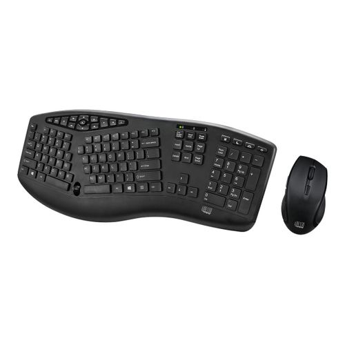 Adesso Tru-Form Media 1600 - Ensemble clavier et souris - avec molette de défilement - sans fil - 2.4 GHz - Français - noir