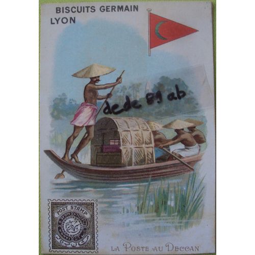 Image Publicitaire Ancienne Des Biscuits Germain (Lyon) . Collection La Poste : La Poste Au Deccan (11.50x7.50cm)
