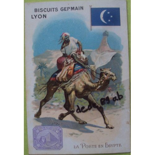 Image Publicitaire Ancienne Des Biscuits Germain (Lyon) . Collection La Poste : La Poste En Egypte (11.50x7.50cm)