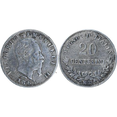 Italie - 1863 - 20 Centesimi - Bn - 20-230