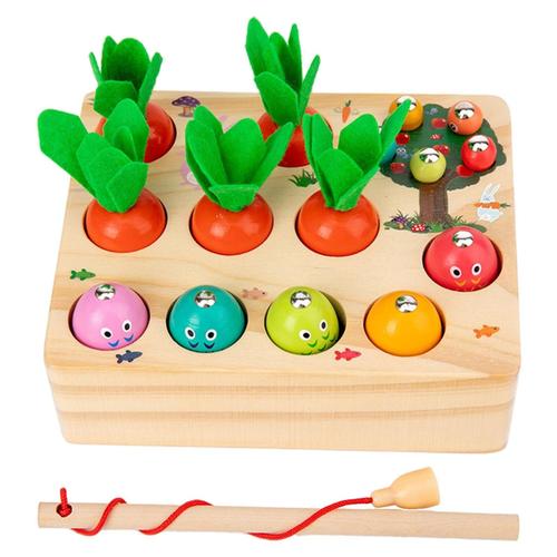 Montessori Puzzle Carotte B¿¿B¿¿ Comp¿¿Tences Forme Et Taille Jeu Ferme Apprentissage ¿¿Ducatif Jouet Pour Enfants Bois