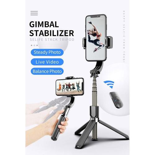 Perche Selfie Tr¿¿pied Bluetooth avec Stabilisateur - Gimbal Stabilisateur 1 Axe Anti-tremblement, Mini Selfie Stick Extensible pour iPhone Samsung et Android Smartphones