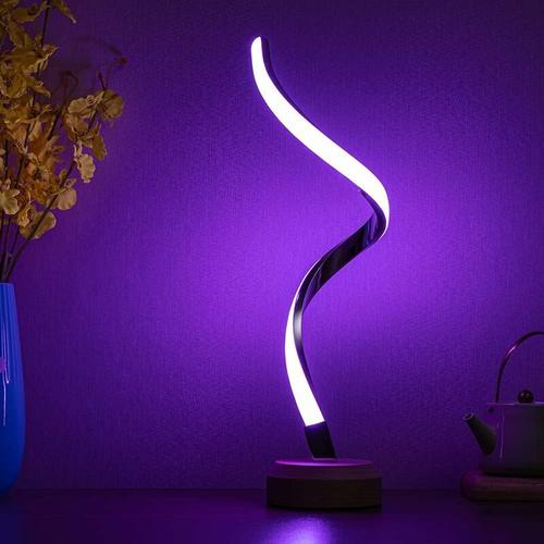 Rgb Lampe De Chevet En Bois Dimmable Romantique Multicolore,1pc Lampe De Table Led Moderne Avec Variateur De Cable,Lampe De Lit Spirale En Metal Nordique Salon Chambre A Coucher Usb 5v Goodnice