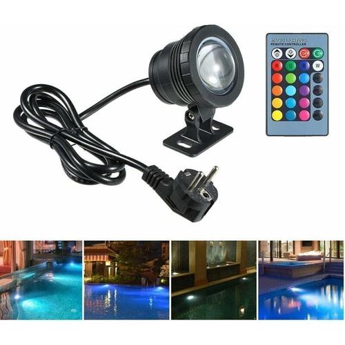 Lumiere De Piscine 10w Avec Telecommande 4 Modes Rgbw Ip65 85-265v Spot Led Aquarium Lampe Sous-Marine Eclairage Submersible Projecteur Lampe Exterieure Pour Etangs Fontaines Lac Du Parc Goodnice