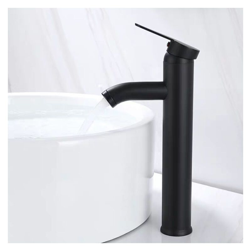 Mitigeur de Lavabo, Design a Bec Haut, Robinet Monotrou, pour Vasque a Poser sur Table pour Salle de Bain en Cuivre Chrome avec Mousseur Demontable goodnice