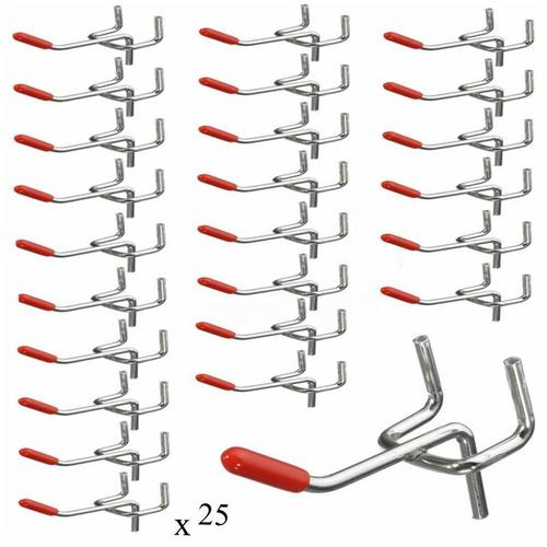 25 Pcs Inoxydable Crochets pour Panneau Perfore 25 mm, Crochets pour etageres Murales pour Affichage Panneau Perfore Garage Magasin Outils Rangement Cintre Crochets pour etageres Murales goodnice