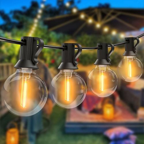 Guirlande Lumineuse Exterieure,7.62m Guirlande Guinguette Led G40 Ampoules 25+1 Rechange,Guirlande Exterieur Etanche,Guirlande Decorative Raccordable Pour Jardin,Fete,Soiree,Terrasse,Noel,Blan Goodnice