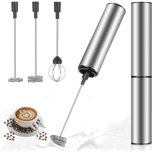 Mousseur a Lait Electrique, Mousseur de Lait Rechargeable USB et Mini Batteur avec Dual Fouet Tete, Melangeur Acier Inoxydable pour Cafe Creme Cappuccino Latte Cocktails Jus goodnice