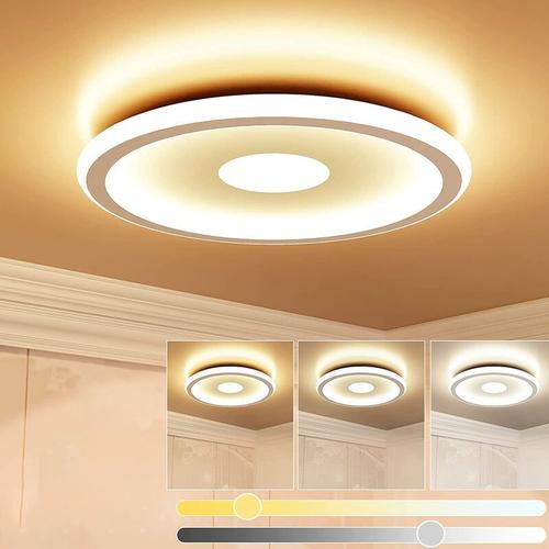 Plafonnier Led 24w Rond Lampe De Plafond 3000k-6000k Dimmable Luminaire Plafonnier Moderne Mince Luminaire Interieur Applicable A Salle De Cuisine Salon Balcon Bureau Garage 30¡Á30¡Á5cm [Classe Goodnice