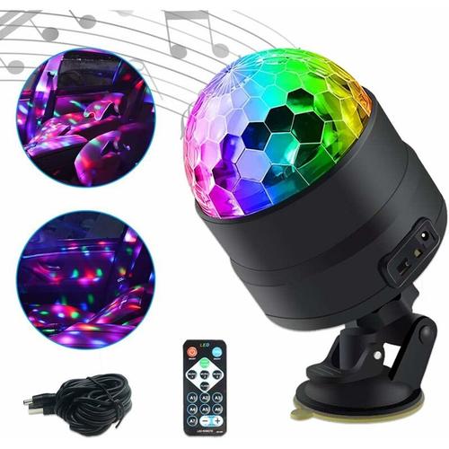 Lampe Dj Atmosphere D'interieur De Voiture,Boule Disco Eclairage Stroboscopique,Fonction Sonore Active Avec Telecommande Sans Fil Sur Allume-Cigare,Pour Camping,Fete Goodnice