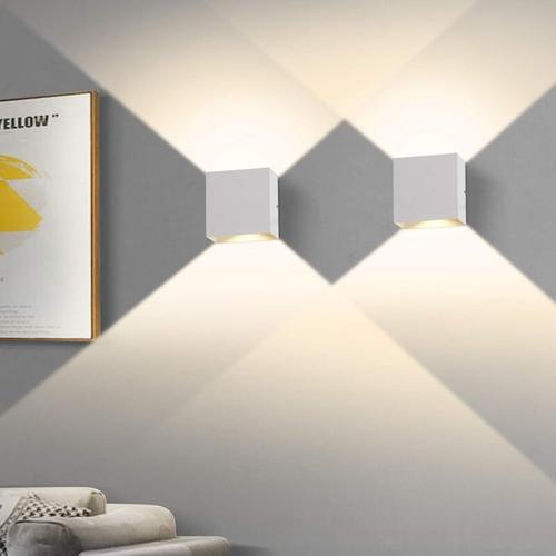 2 Pieces Applique Murale Interieur, Applique Murale Chambre 6w 3000k, Led Applique Murale Carree, Applique Blanche Utilisee Dans Le Salon,La Salle De Bain, La Cuisine, La Salle A Manger [Class Goodnice