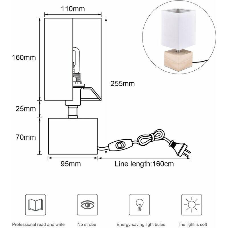Lampe De Chevet Decoration Moderne,[E14 Ampoule Inclus] Atmo... - 2