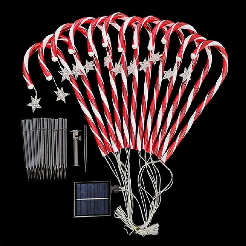 Lot De 8 Lampes Solaires De Noel En Forme De Canne A Sucre D... - 2