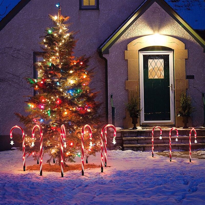 Lot De 8 Lampes Solaires De Noel En Forme De Canne A Sucre D... - 3