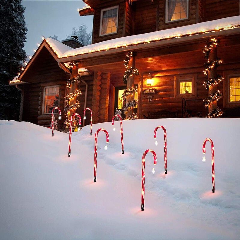 Lot De 8 Lampes Solaires De Noel En Forme De Canne A Sucre D... - 4