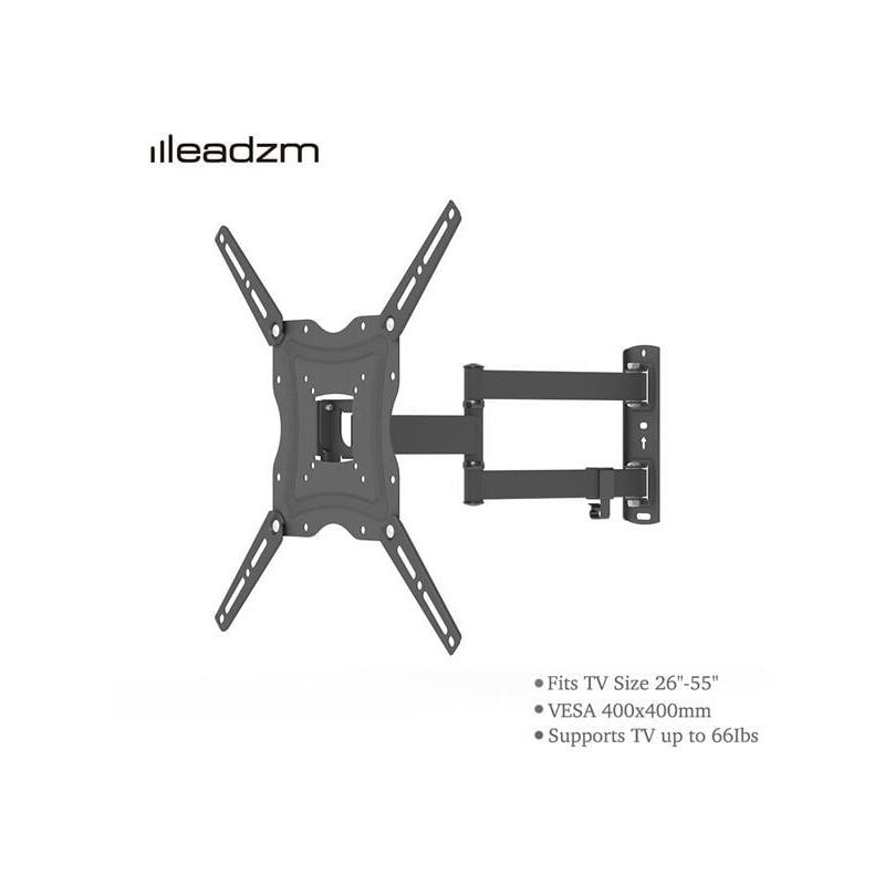 TV Support Mural 26-55 Pouces Avec Bulle Horizontale, VESA 400x400mm (Max. 30 kg), Rotatif a 180¡ã, Inclinable -5¡ã12¡ã goodnice