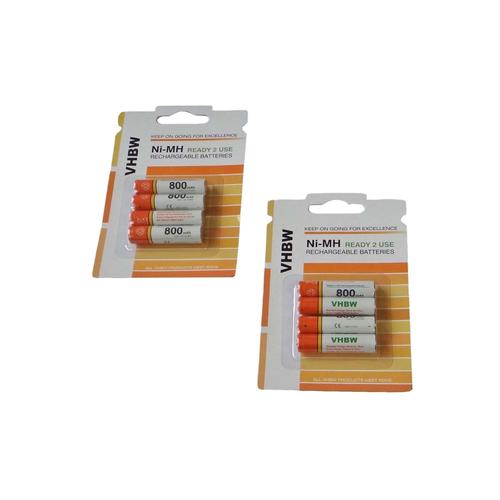 vhbw 8 x AAA, Micro, R3, HR03 Batterie 800mAh pour Siemens Gigaset S850, S850A Go, S850HX.