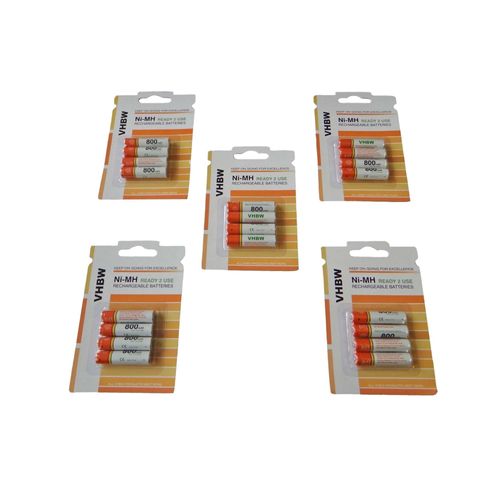 Lot de 20 batteries vhbw AAA, Micro, R3, HR03 800mAh pour téléphone fixe Grundig Illion, Ilyos, Selio, Sixty