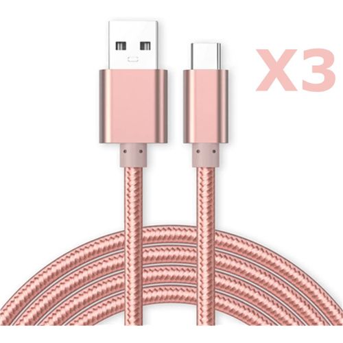 Cable Micro USB Nylon Renforce Longeur 2M Couleur Rose X3 Little Boutik® Couleur :