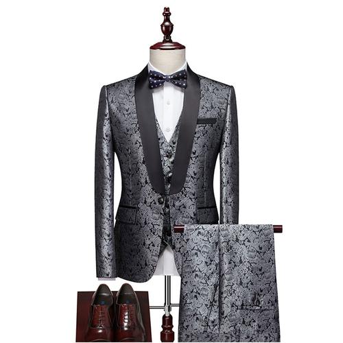 (Veste+Pantalon+Gilet)Costume Homme 3 Pièces Mariage Business Slim Fit Smoking Simple Poitrine À Deux Boutons, Men Suits 3 Piece Pour Fête Confort Blazer