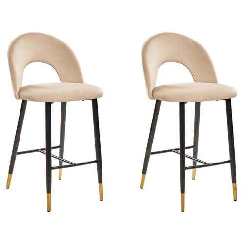 Velours Tabouret De Bar Set De 2 Beige Falton