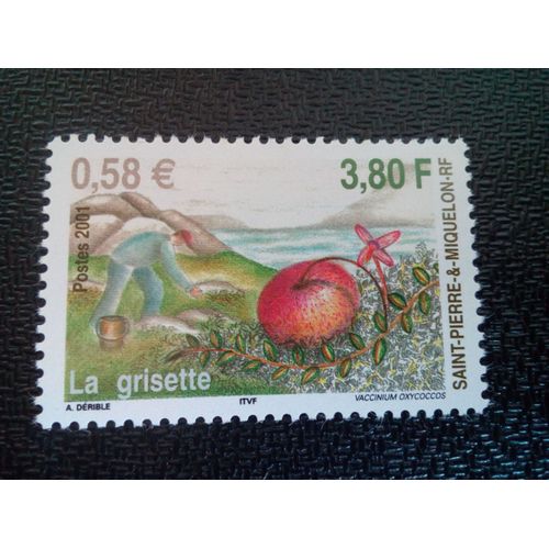 Timbre Saint Pierre Et Miquelon Yt 740 Petite Cranberry (Vaccinium Oxycoccos) 2001 ( 0101104 )