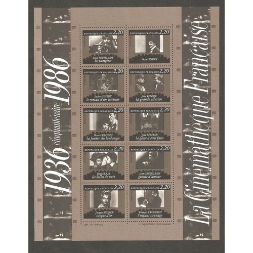 Timbres Centenaire Du Cinéma 1986 Bloc