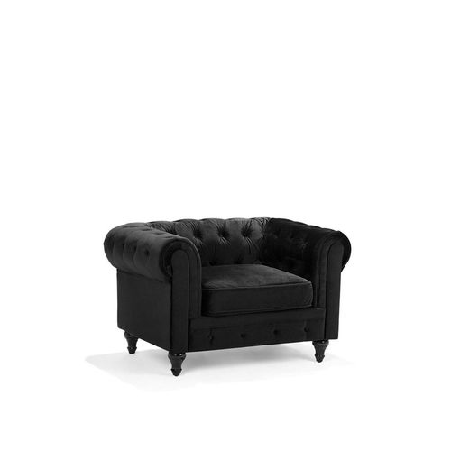 Velours Fauteuil Noir Chesterfield