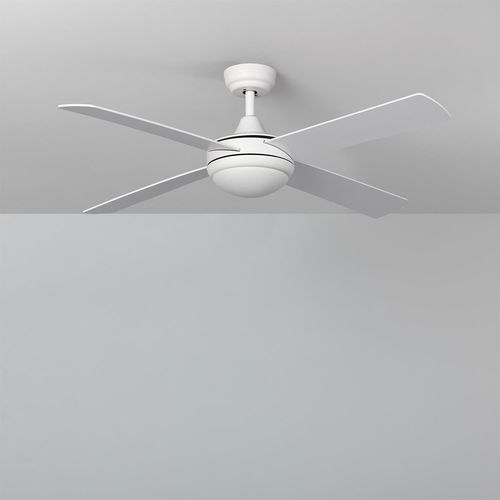 Ventilateur de plafond Silencieux Blanc Navy 132cm Moteur DC Sans lumière Télécommande Bois clair Non