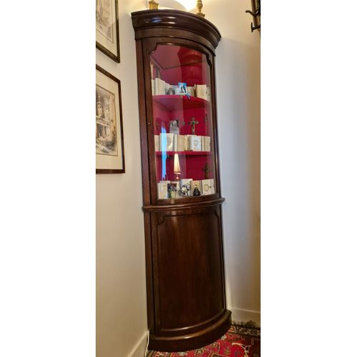 Vitrine D'angle Ou Encoignure En Acajou -
