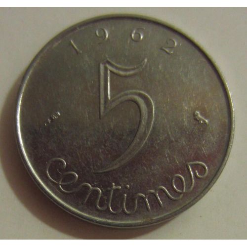 Pièce France 5 Centimes De Francs À L'épi Type Épi 1962