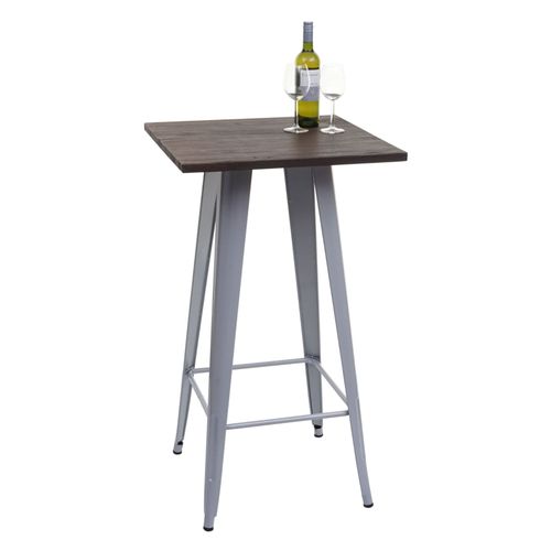Table Haute Hwc-A73 Avec Plateau En Bois, Table De Bar, Design Industriel En Métal 107x60x60cm   Gris