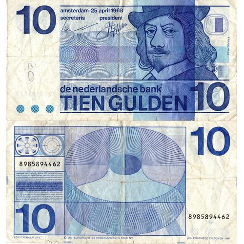 Pays Bas / 10 Gulden / 1968 / P-91(A) / Vf