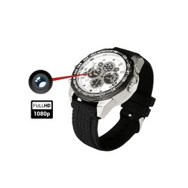 Montre Caméra Espion Full HD Lanière en caoutchouc cadran blanc