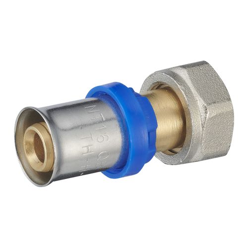 Raccord droit à sertir multiprofil TH-H-U pour tube multicouche NOYON & THIEBAULT - Ø 16 mm à visser femelle écrou libre F3/8 (12x17) - 310201