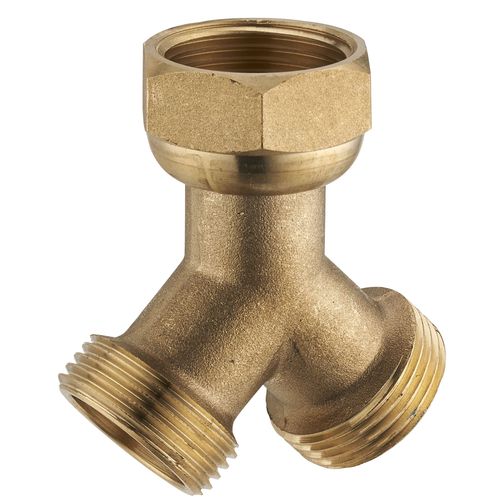 Raccord y laiton pour machine à laver : écrou libre femelle F3/4' (20x27) 2 sorties mâle M3/4' (20x27) NOYON & THIEBAULT - 841-2020C1