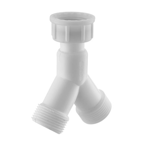 Raccord y plastique pour machine à laver : écrou libre femelle F3/4' (20x27) 2 sorties mâle M3/4' (20x27) NOYON & THIEBAULT - 1855S-C1