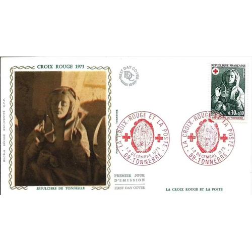 France 1973, Belle Enveloppe 1er Jour, Timbre Yvert 1779, Au Profit De La Croix Rouge, Sépulcre De Tonnerre, Marie Madeleine. -