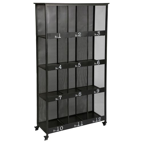 Bibliothèque Industrielle Avec Roulettes Torof - L. 95 X H. 181 Cm - Noir